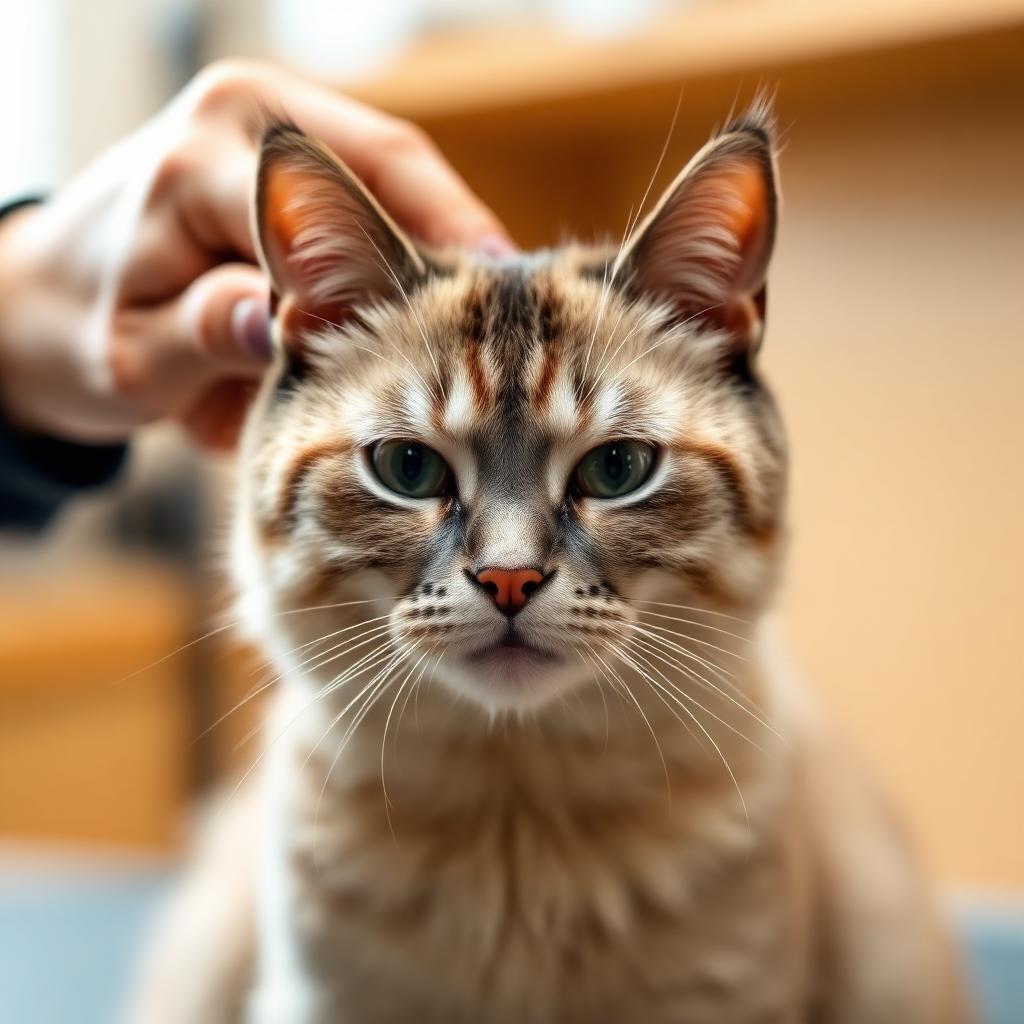 Кошка на расчёсывании